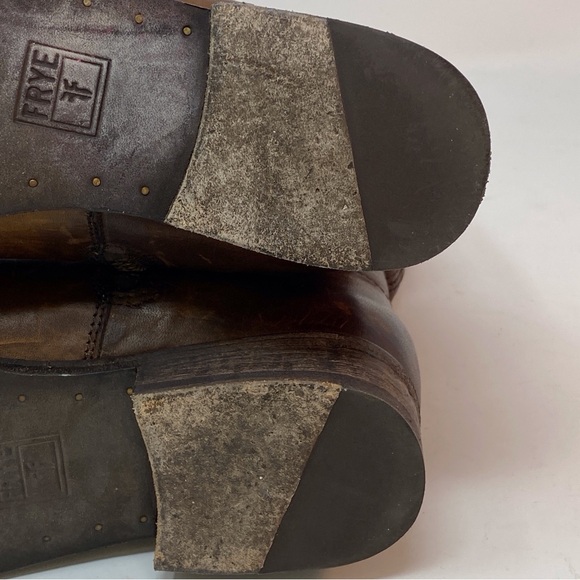 FRYE Melissa Women's 7.5 B Brown Genuine Leather Ankle Boots Cowgirl Zip Up - Picture 14 of 16